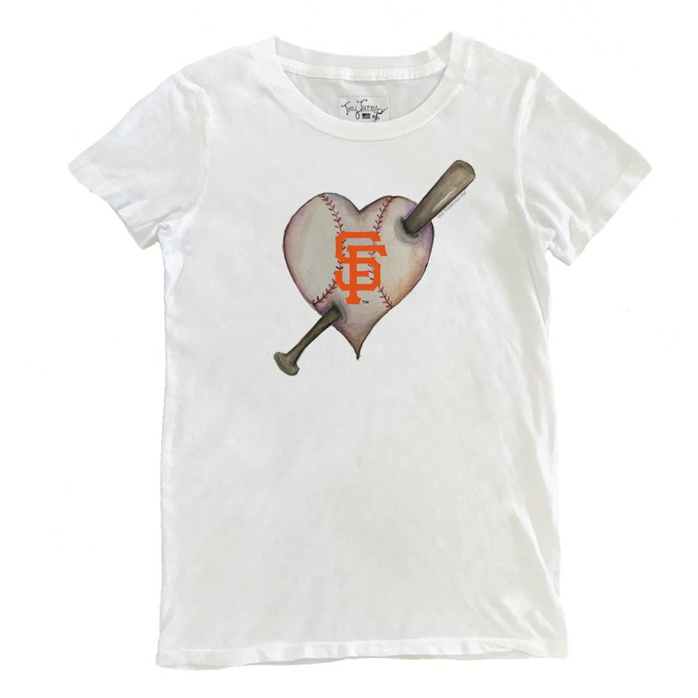 San Francisco Giants Tiny Turnip Women's Heart Bat T-Shirt - White - MLB Lifestyle