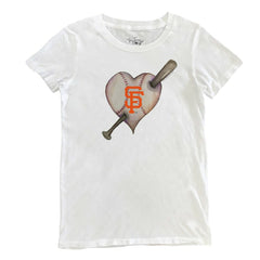 San Francisco Giants Tiny Turnip Women's Heart Bat T-Shirt - White - MLB Lifestyle