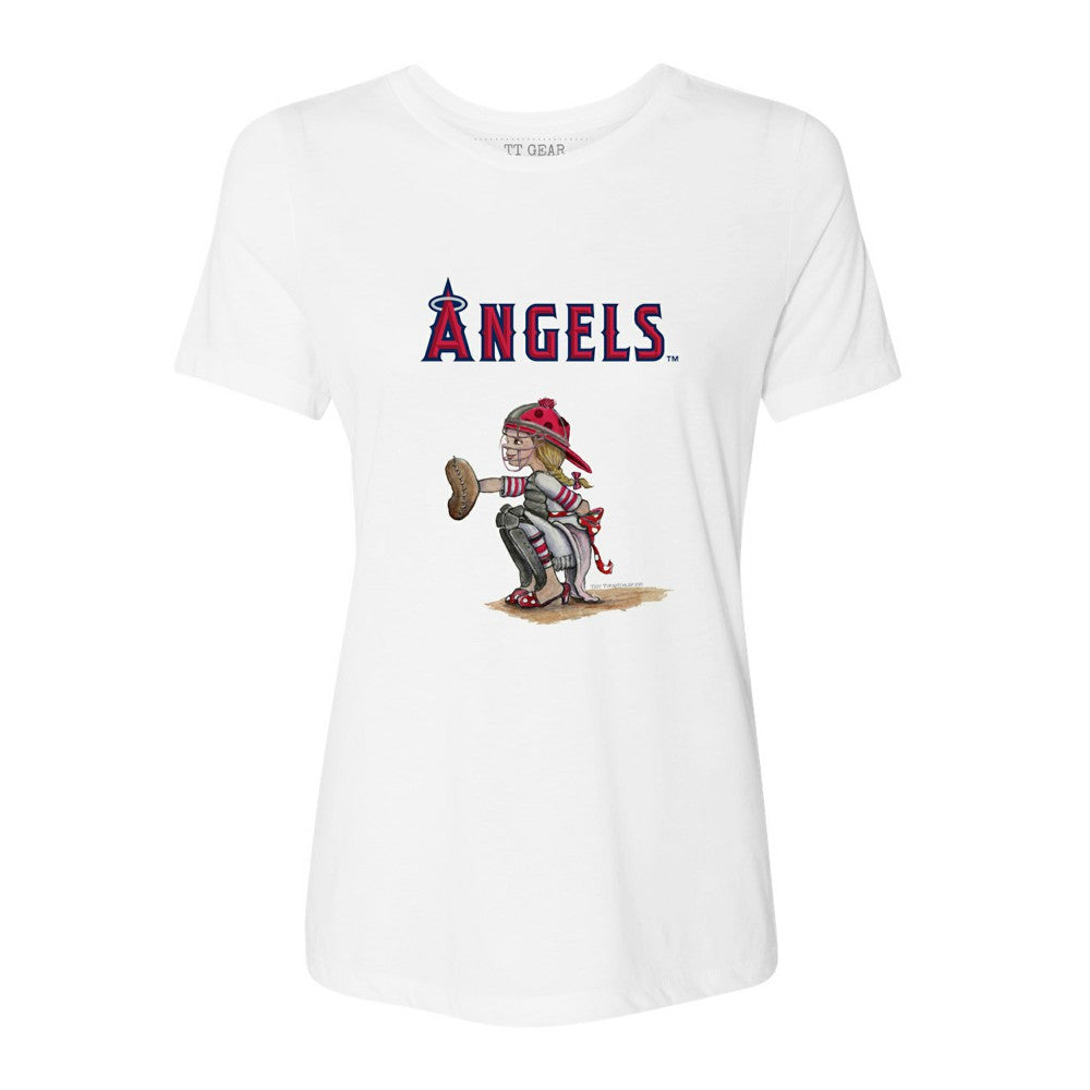 Los Angeles Angels Tiny Turnip Women's Kate the Catcher T-Shirt - White - MLB Online