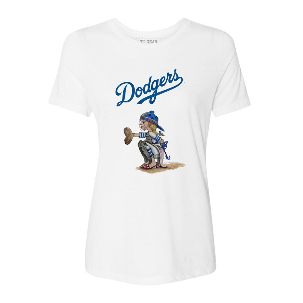 Los Angeles Dodgers Tiny Turnip Women's Kate the Catcher T-Shirt - White - MLB Discount