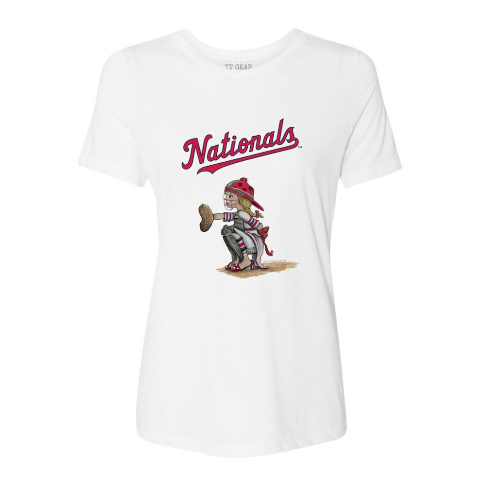Washington Nationals Tiny Turnip Women's Kate the Catcher T-Shirt - White - MLB Sale
