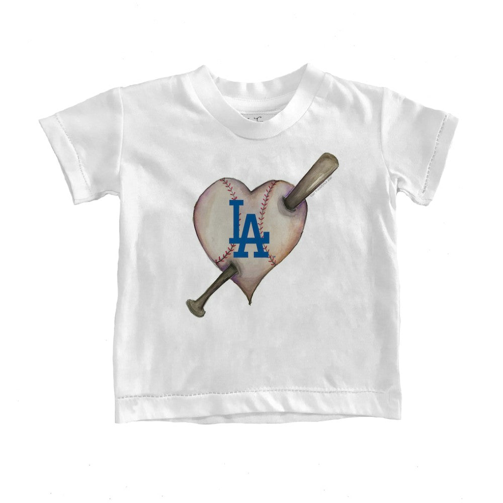 Los Angeles Dodgers Tiny Turnip Youth Heart Bat T-Shirt - White - MLB on Sale