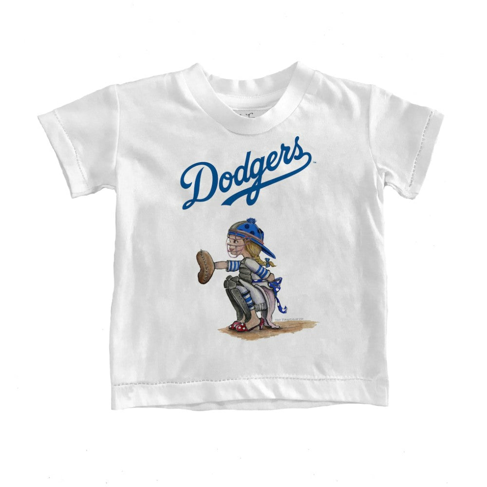 Los Angeles Dodgers Tiny Turnip Youth Kate the Catcher T-Shirt - White - MLB Online