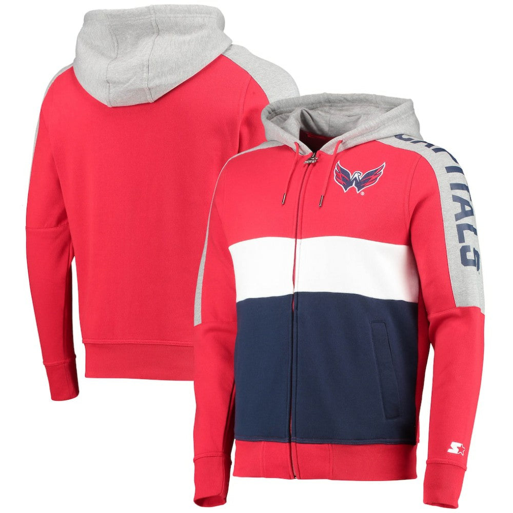 Washington Capitals Starter Playoffs Color Block Full-Zip Hoodie - Red/Navy - NHL 4270920