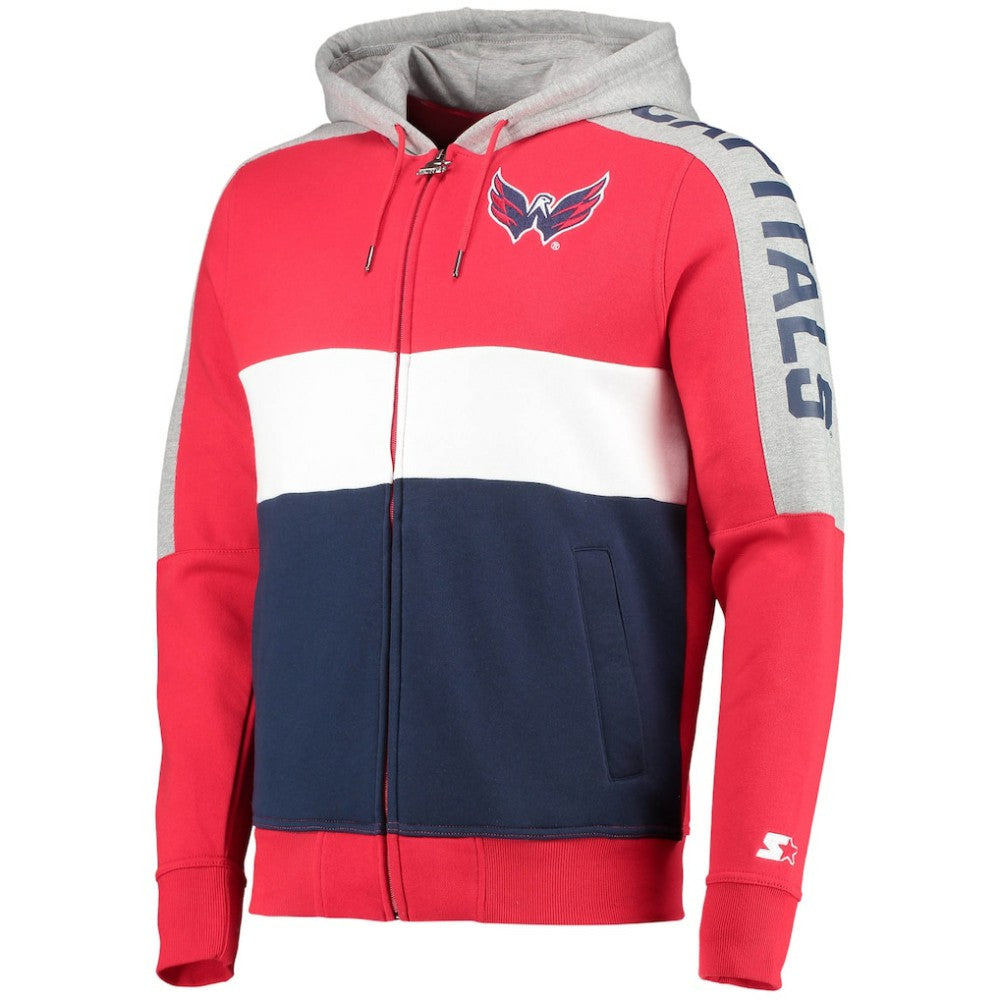 Washington Capitals Starter Playoffs Color Block Full-Zip Hoodie - Red/Navy - NHL 4270920