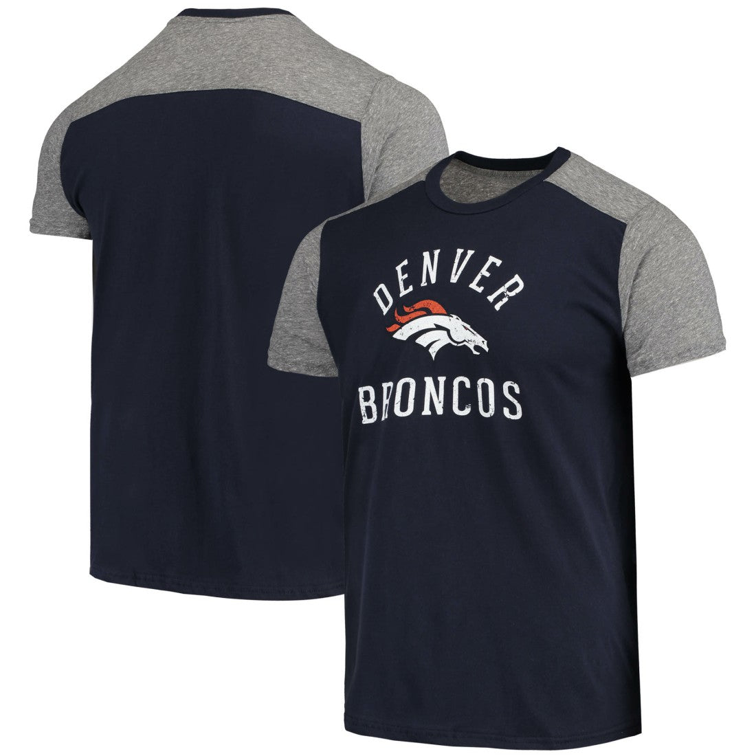 Denver Broncos Majestic Threads Field Goal Slub T-Shirt Navy/Gray