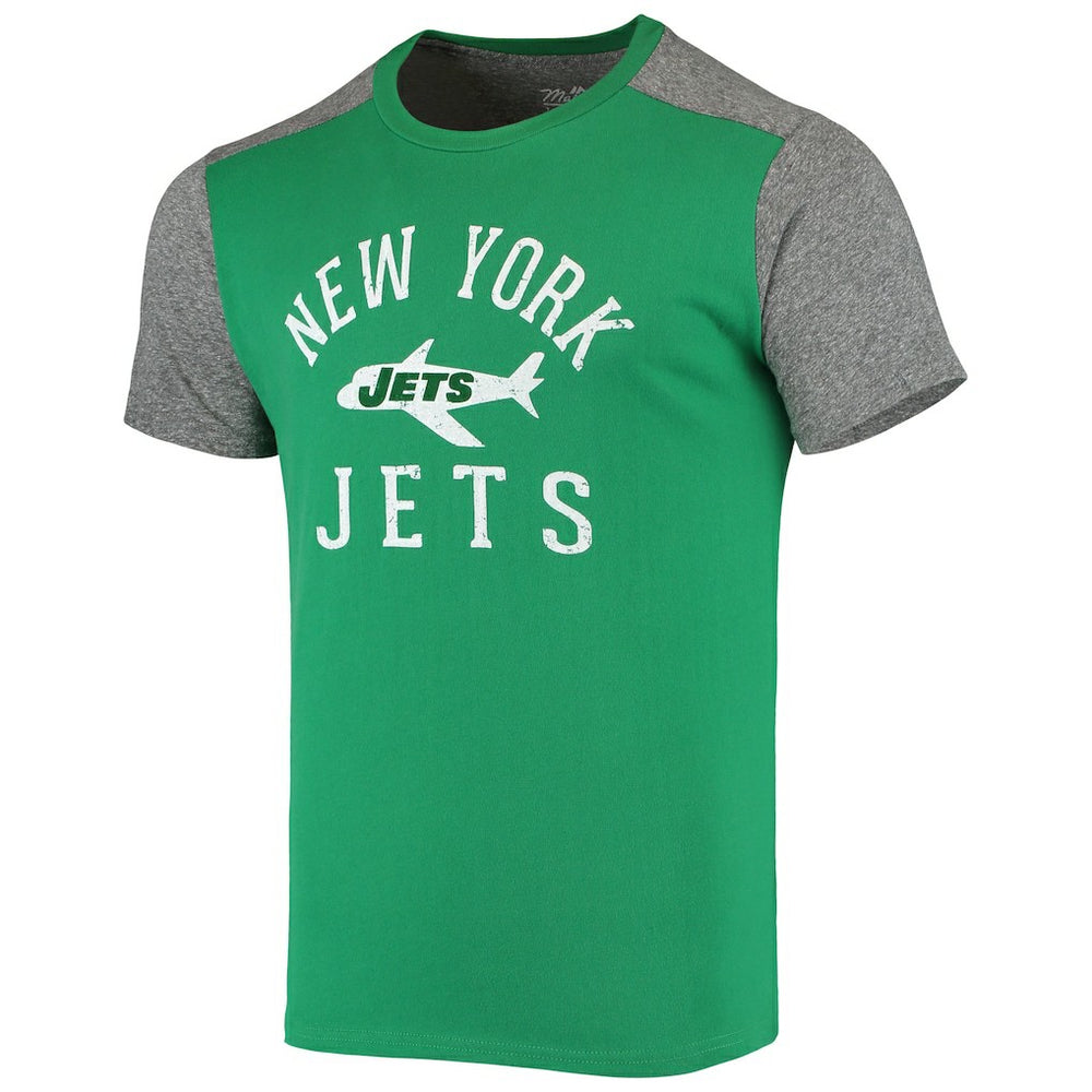 New York Jets Majestic Threads Gridiron Classics Field Goal Slub T-Shirt Kelly Green/Heathered Gray