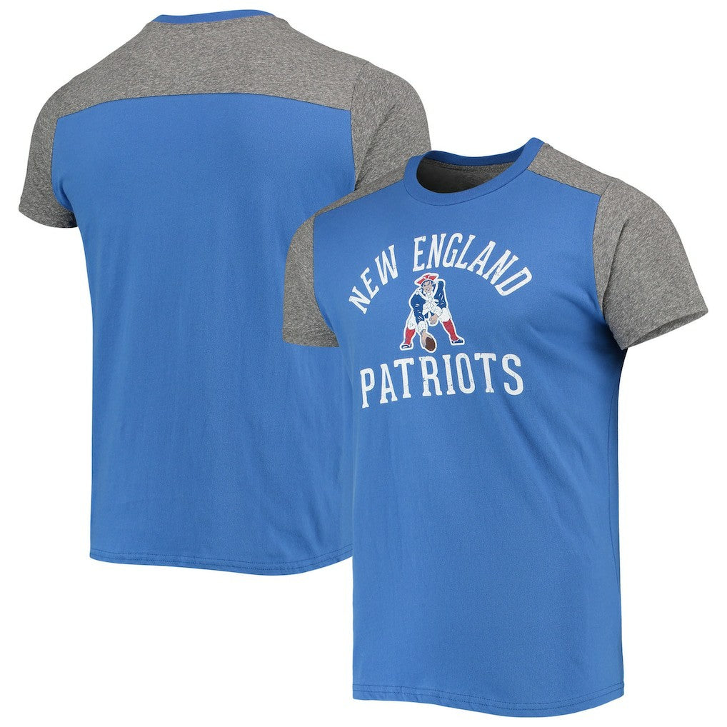 New England Patriots Majestic Threads Gridiron Classics Field Goal Slub T-Shirt Royal/Heathered Gray