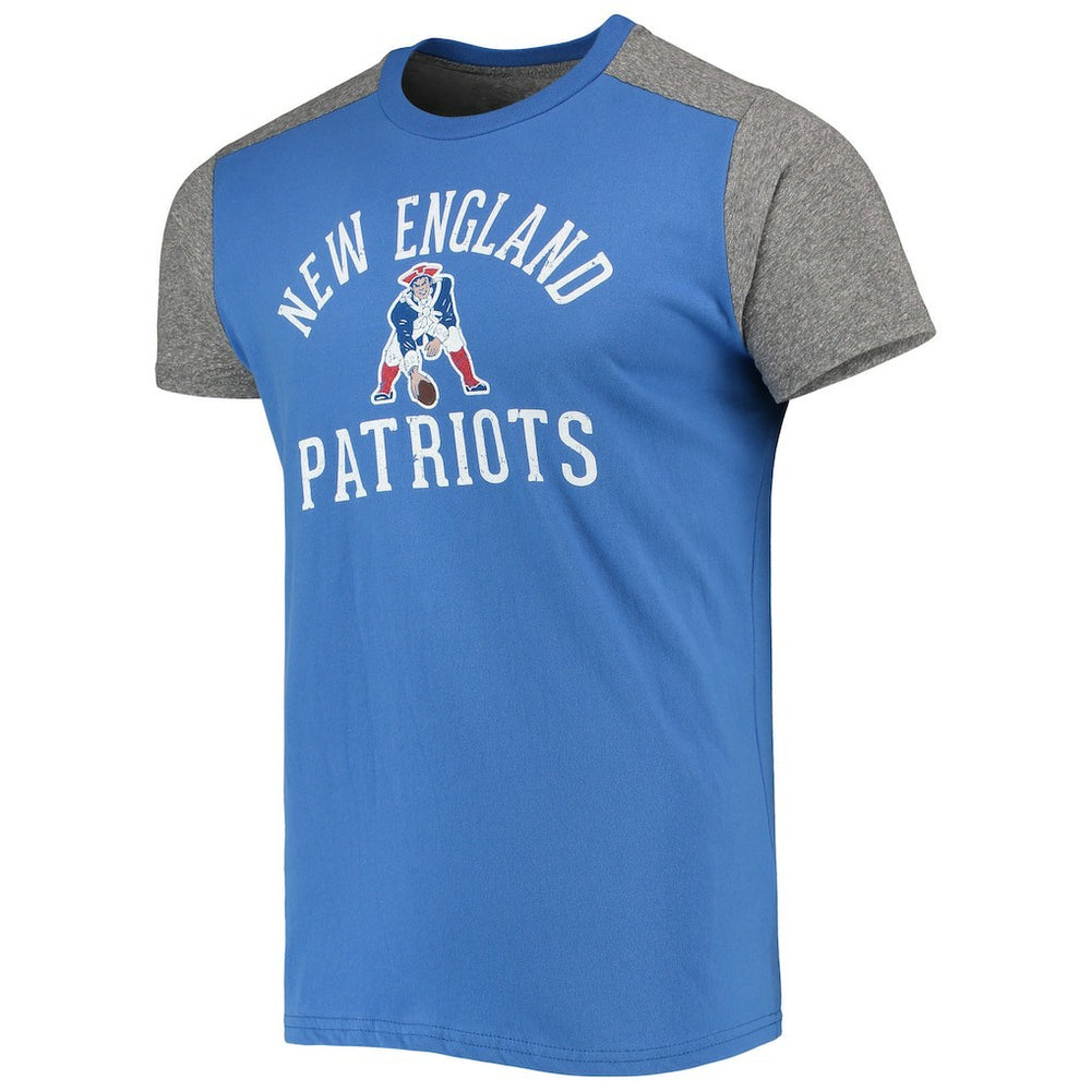New England Patriots Majestic Threads Gridiron Classics Field Goal Slub T-Shirt Royal/Heathered Gray