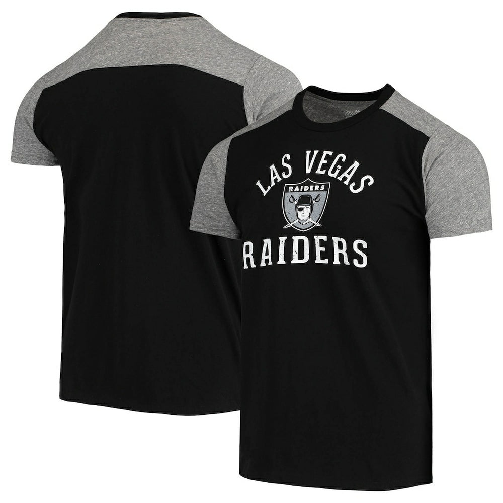 Las Vegas Raiders Majestic Threads Gridiron Classics Field Goal Slub T-Shirt Black/Heathered Gray