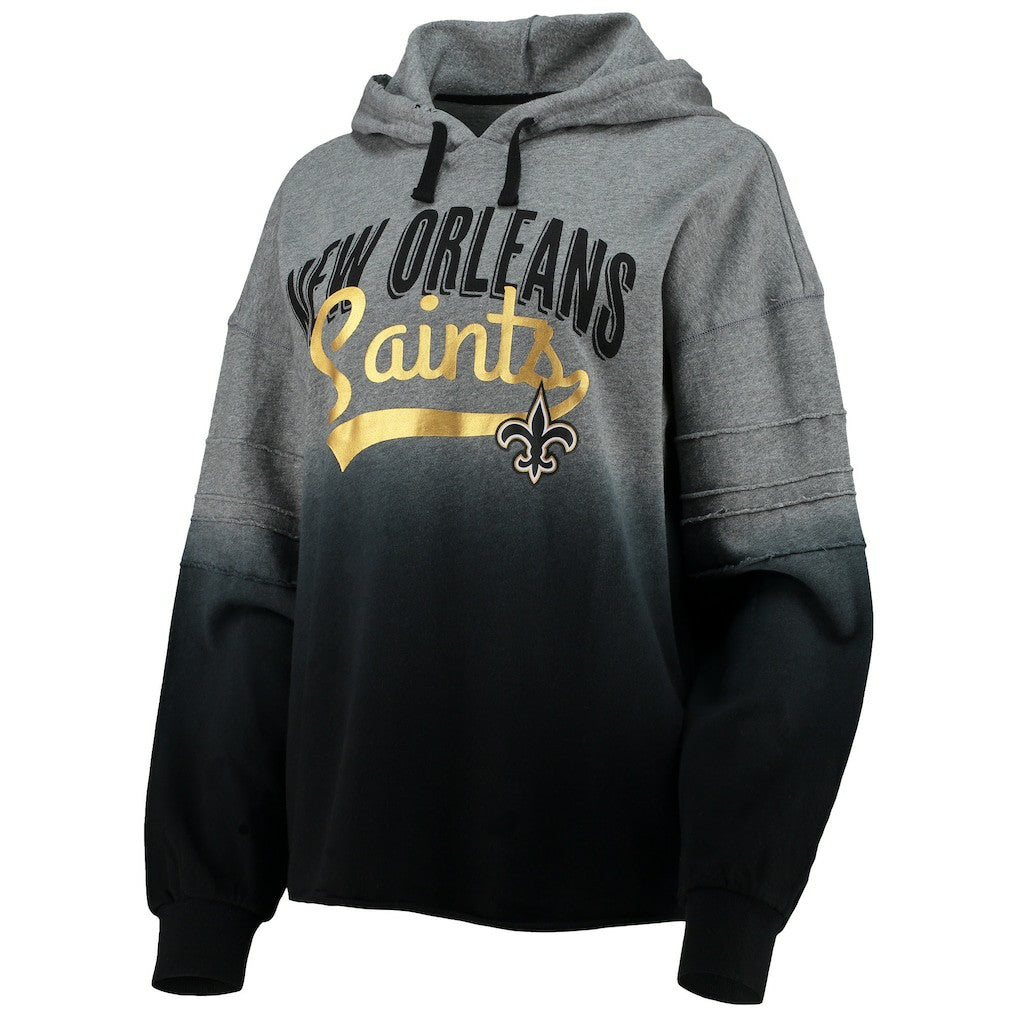 New Orleans Saints Touch Women's Superstar Dip-Dye Pullover Hoodie Heathered Gray/Black