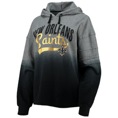 New Orleans Saints Touch Women's Superstar Dip-Dye Pullover Hoodie Heathered Gray/Black