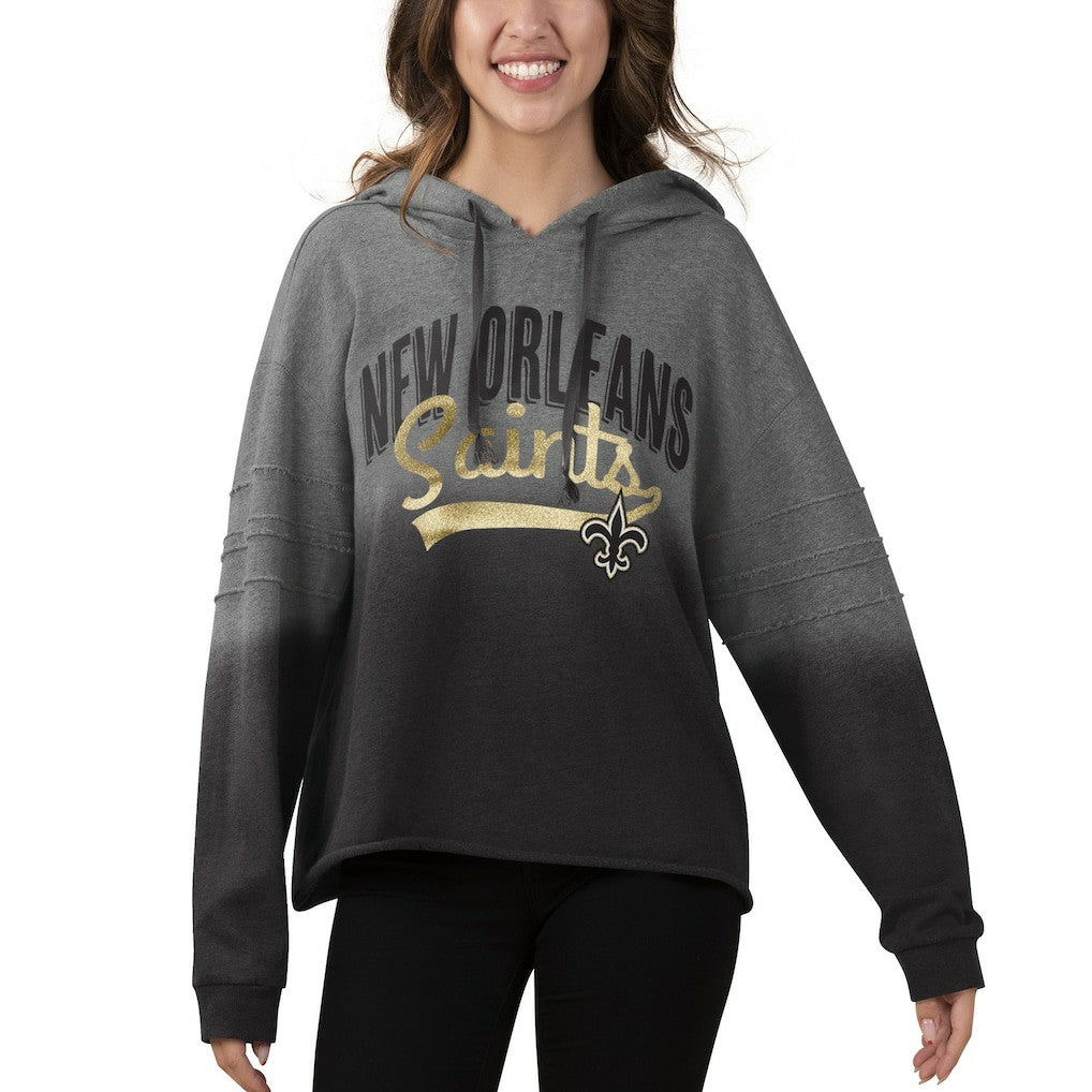 New Orleans Saints Touch Women's Superstar Dip-Dye Pullover Hoodie Heathered Gray/Black