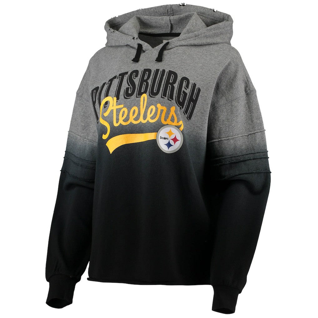 Pittsburgh Steelers Touch Women's Superstar Dip-Dye Pullover Hoodie Heathered Gray/Black