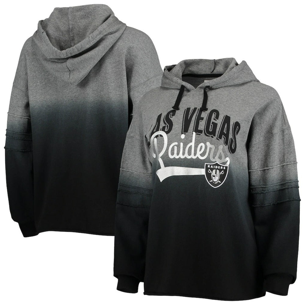 Las Vegas Raiders Touch Women's Superstar Dip-Dye Pullover Hoodie Heathered Gray/Black