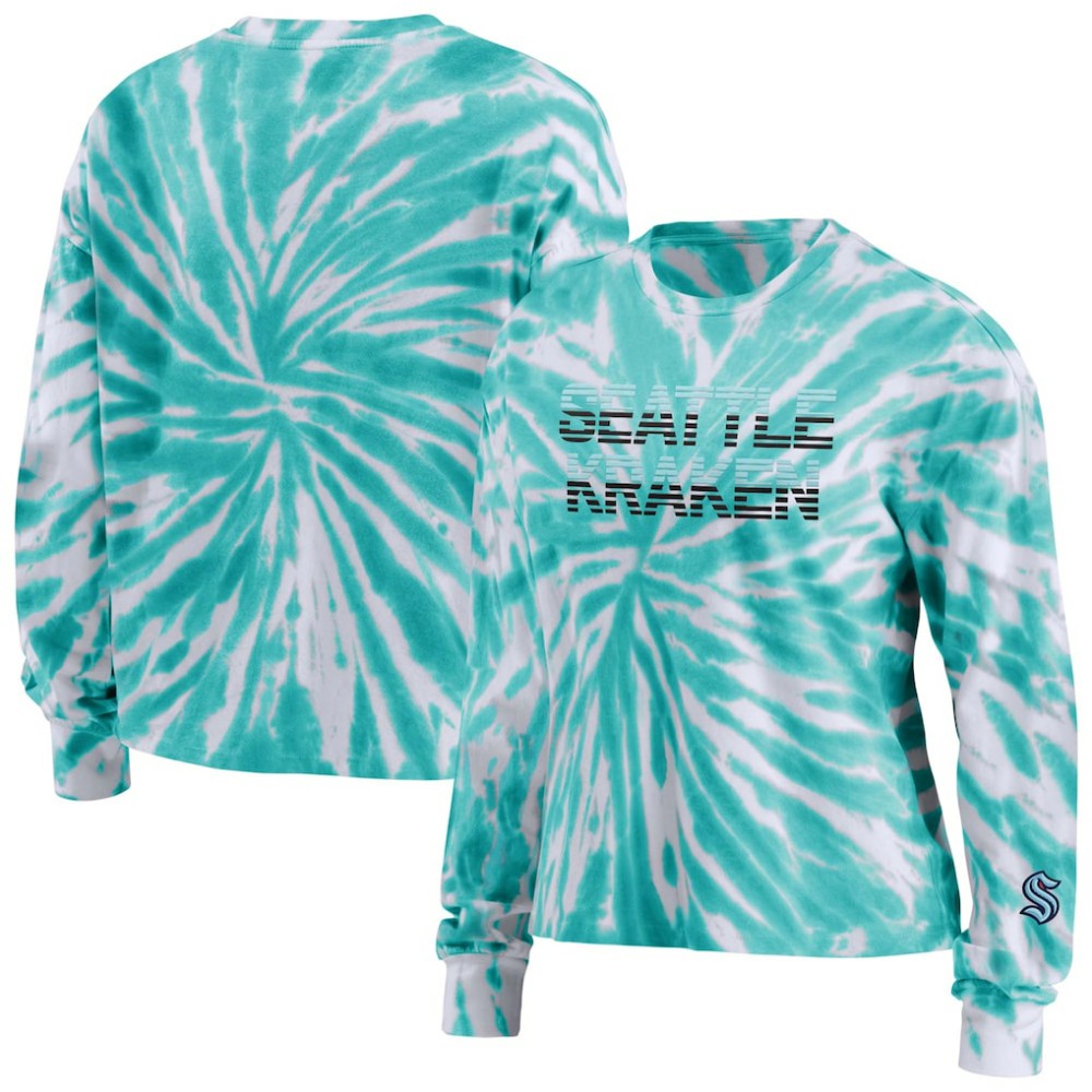 Seattle Kraken WEAR by Erin Andrews Women's Tie-Dye Long Sleeve T-Shirt - Light Blue - NHL 4272649