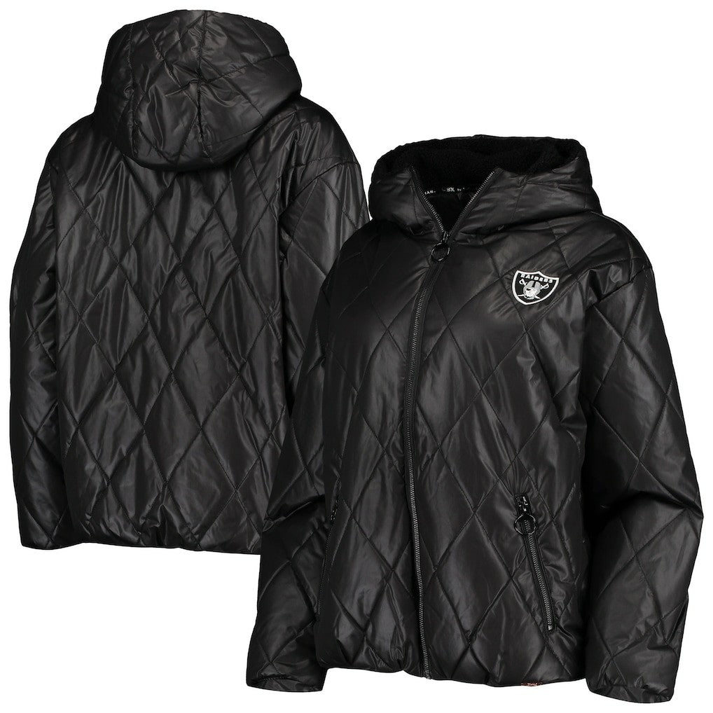 Las Vegas Raiders MSX by Michael Strahan Women's Charlotte Full-Zip Hoodie Puffer Jacket Black