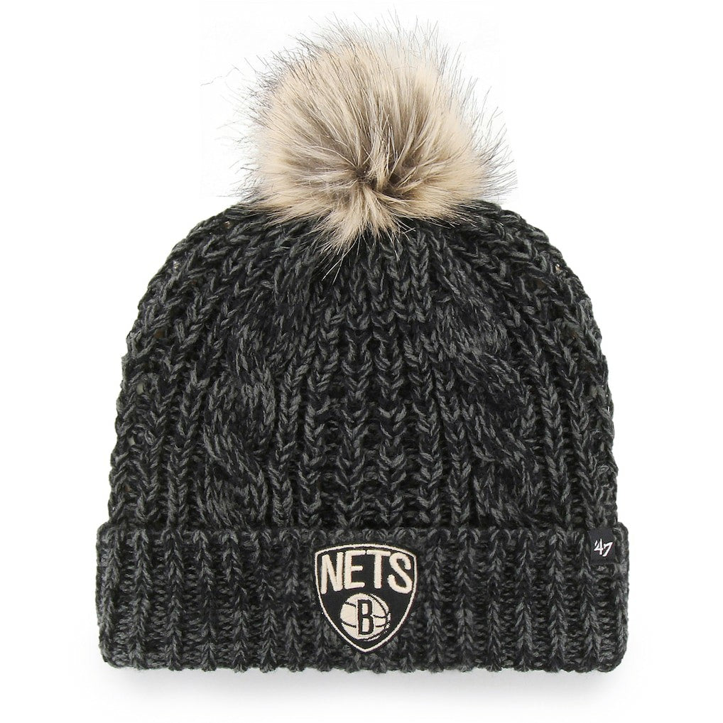 Brooklyn Nets '47 Women's Meeko Cuffed Knit Hat with Pom Black | 47 brand for sale