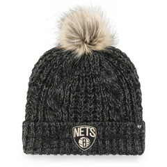Brooklyn Nets '47 Women's Meeko Cuffed Knit Hat with Pom Black | 47 brand for sale