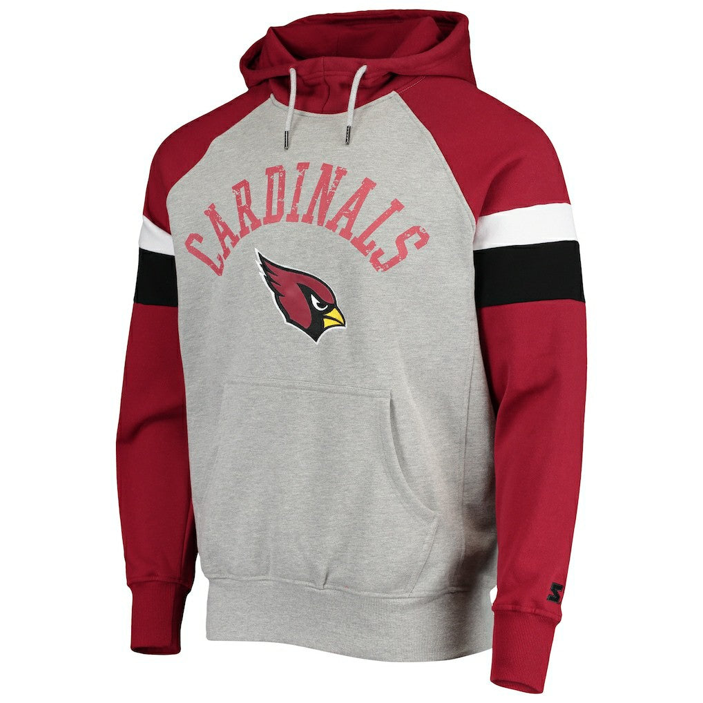 Arizona Cardinals Starter Home Run Raglan Pullover Hoodie Heathered Gray/Cardinal