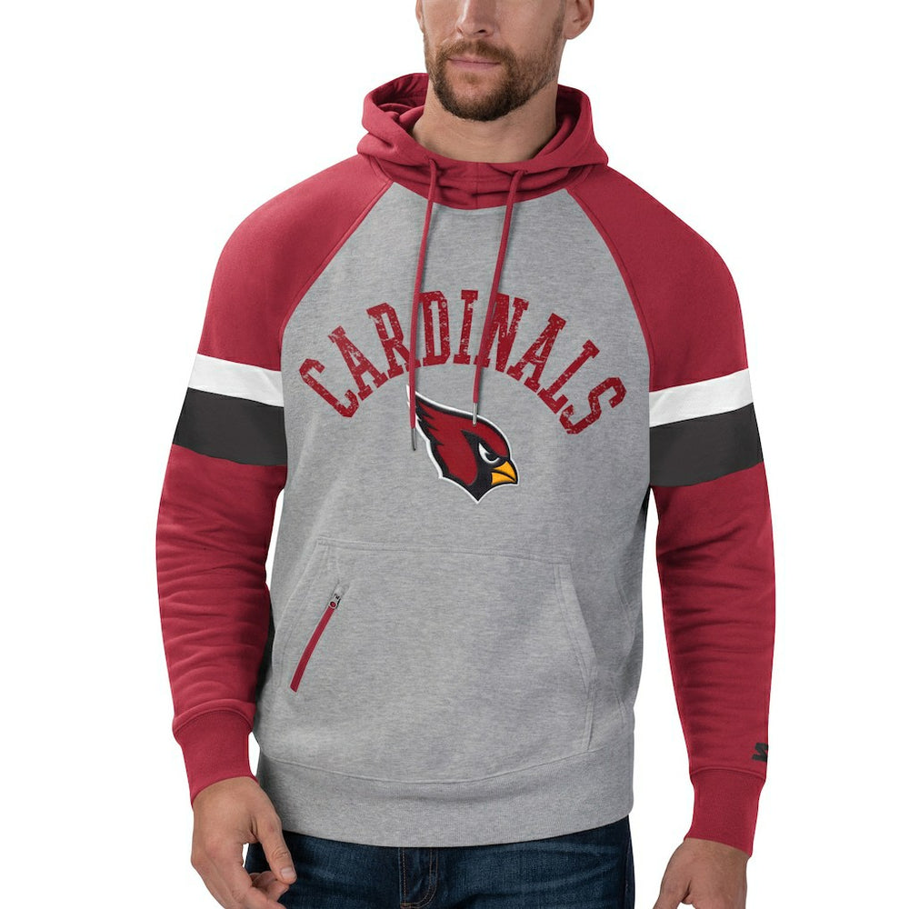 Arizona Cardinals Starter Home Run Raglan Pullover Hoodie Heathered Gray/Cardinal
