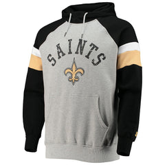 New Orleans Saints Starter Home Run Raglan Pullover Hoodie Heathered Gray/Black