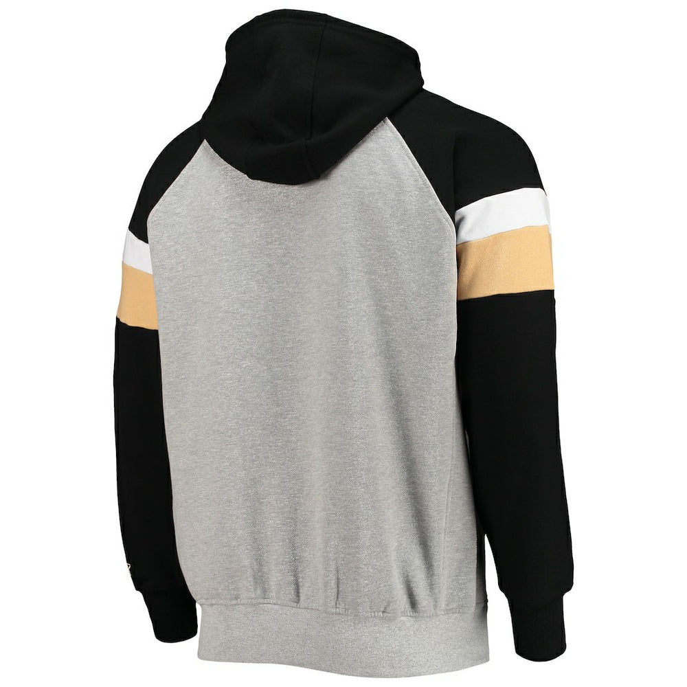 New Orleans Saints Starter Home Run Raglan Pullover Hoodie Heathered Gray/Black