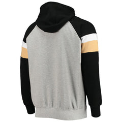 New Orleans Saints Starter Home Run Raglan Pullover Hoodie Heathered Gray/Black