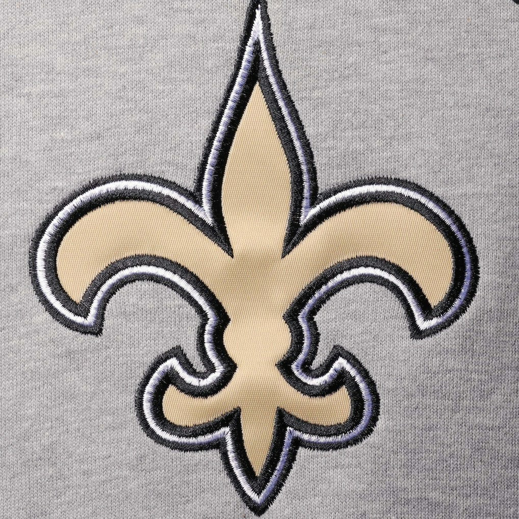 New Orleans Saints Starter Home Run Raglan Pullover Hoodie Heathered Gray/Black