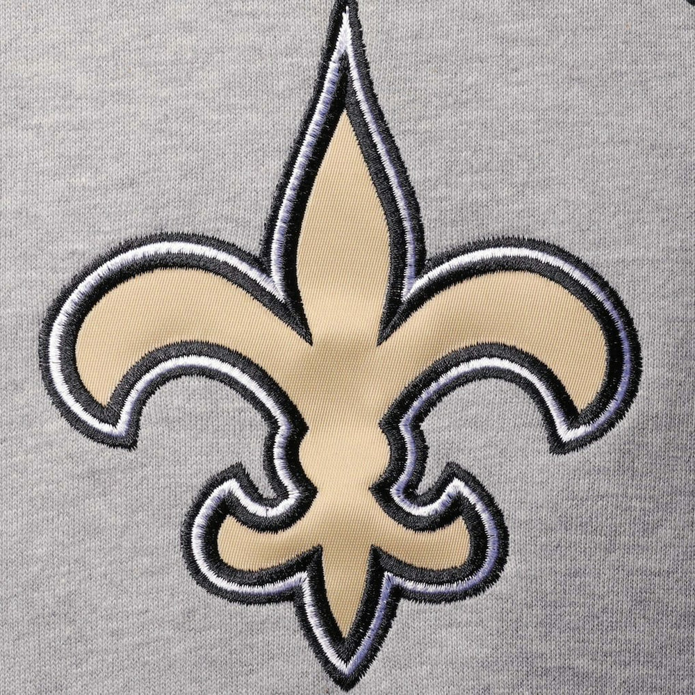 New Orleans Saints Starter Home Run Raglan Pullover Hoodie Heathered Gray/Black
