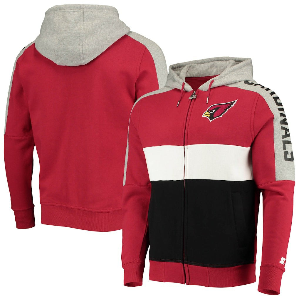 Arizona Cardinals Starter Playoffs Color Block Full-Zip Hoodie Cardinal/Black