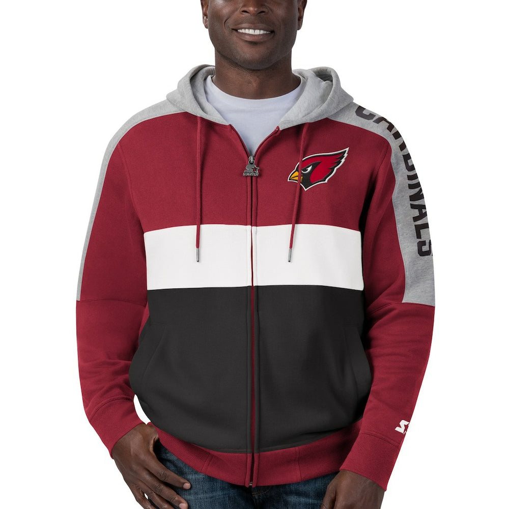 Arizona Cardinals Starter Playoffs Color Block Full-Zip Hoodie Cardinal/Black