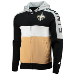 New Orleans Saints Starter Playoffs Color Block Full-Zip Hoodie Black/Gold