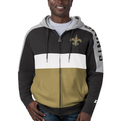 New Orleans Saints Starter Playoffs Color Block Full-Zip Hoodie Black/Gold
