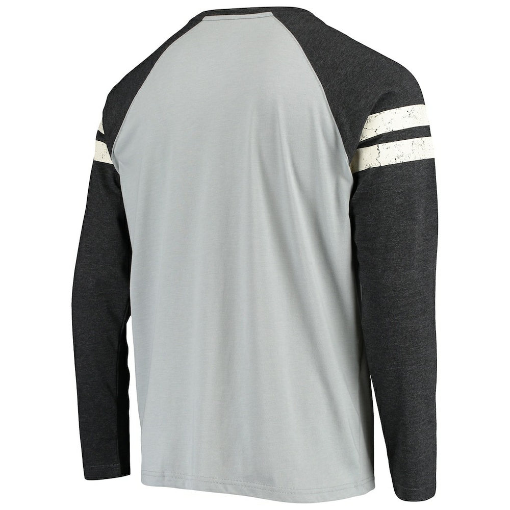 Las Vegas Raiders Starter Throwback League Raglan Long Sleeve Tri-Blend T-Shirt Silver/Black