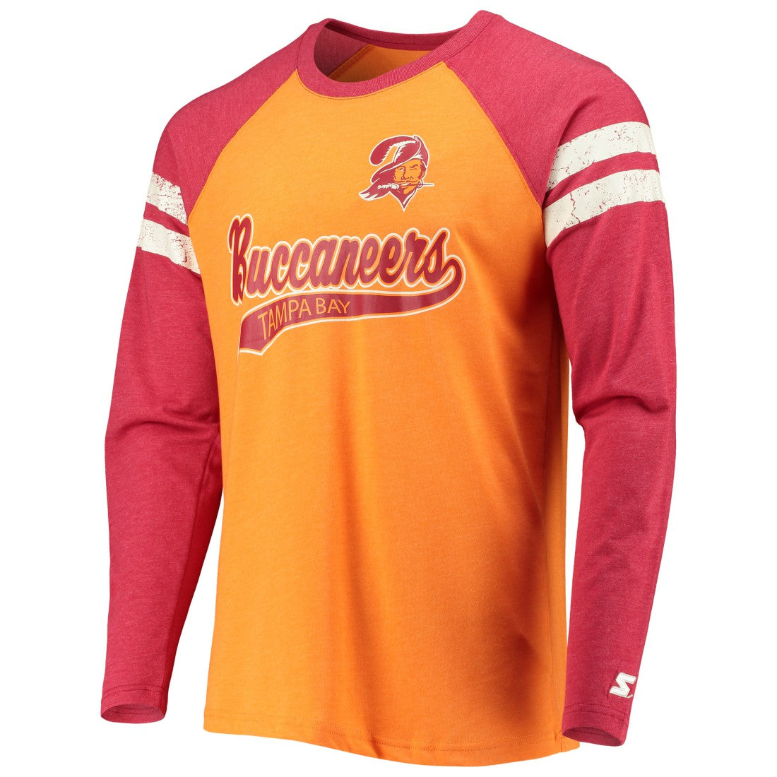 Tampa Bay Buccaneers Starter Throwback League Raglan Long Sleeve Tri-Blend T-Shirt Orange/Red