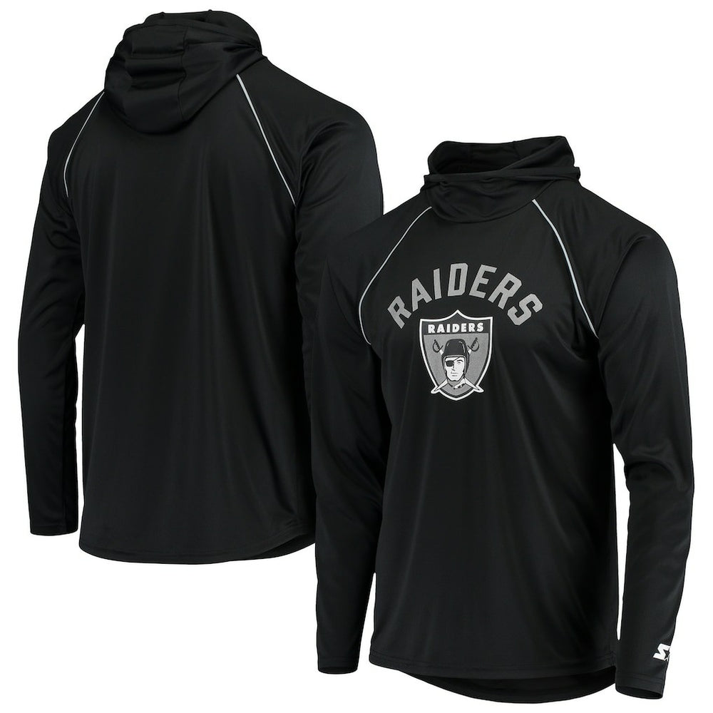 Las Vegas Raiders Starter Throwback Raglan Hoodie Long Sleeve T-Shirt Black