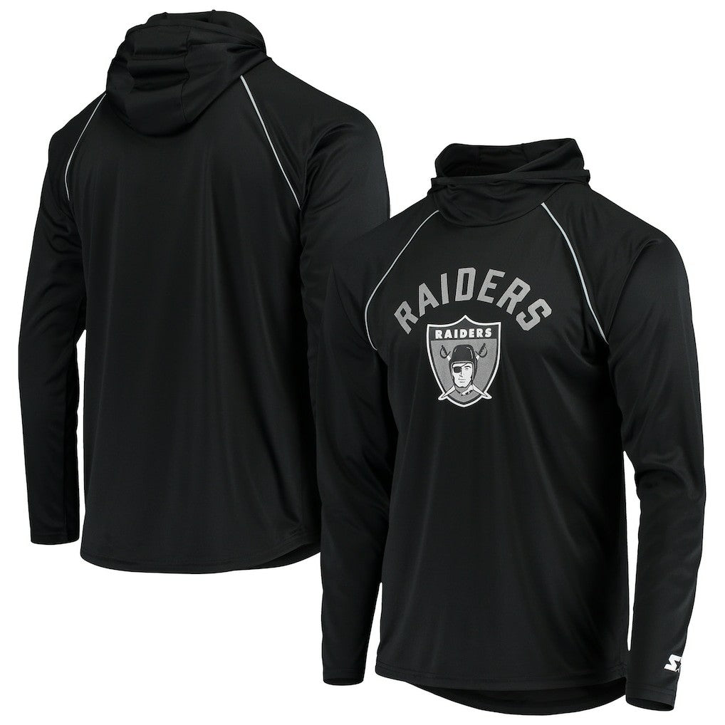 Las Vegas Raiders Starter Throwback Raglan Hoodie Long Sleeve T-Shirt Black
