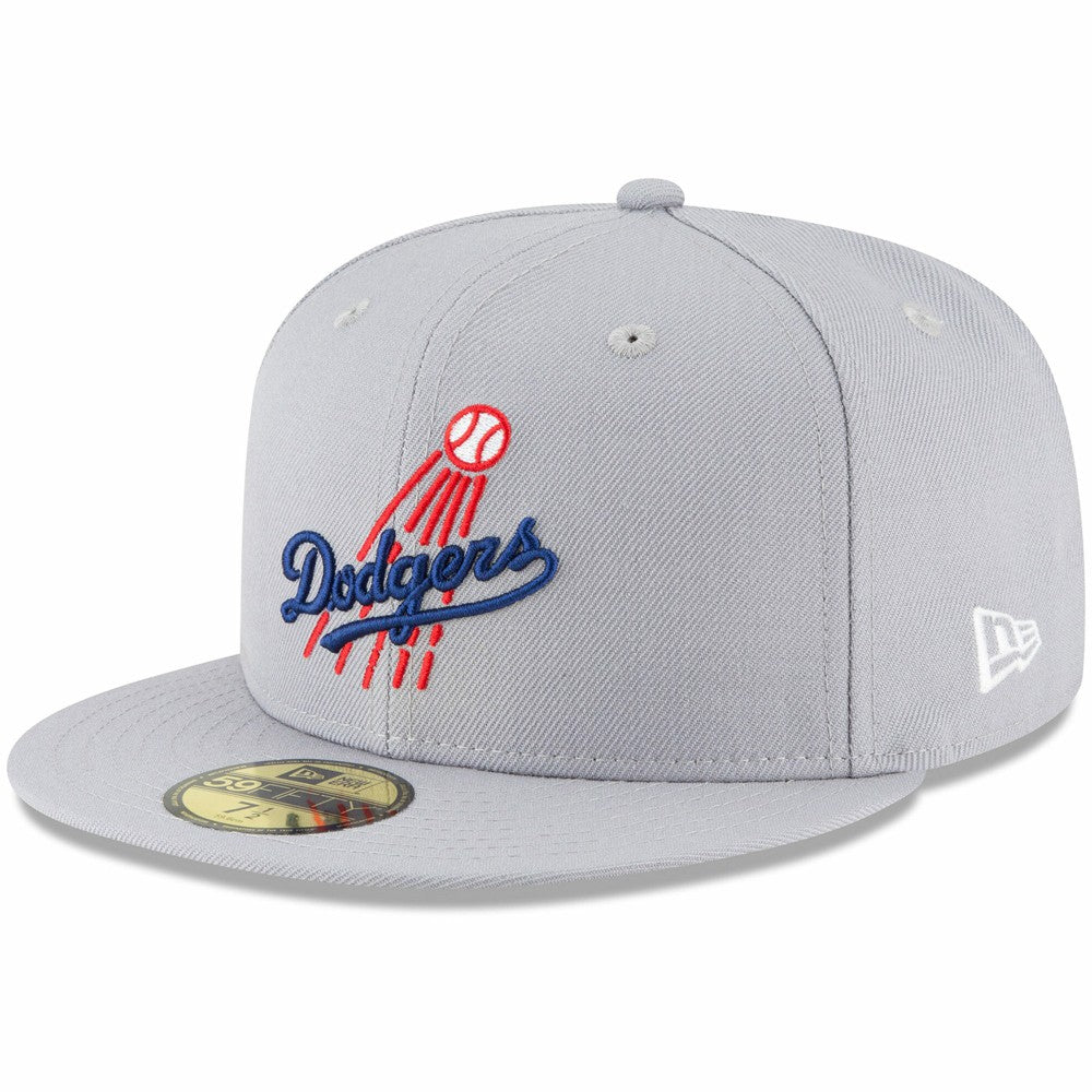 Los Angeles Dodgers New Era Cooperstown Collection Logo 59FIFTY Fitted Hat - Gray - New Era on Sale