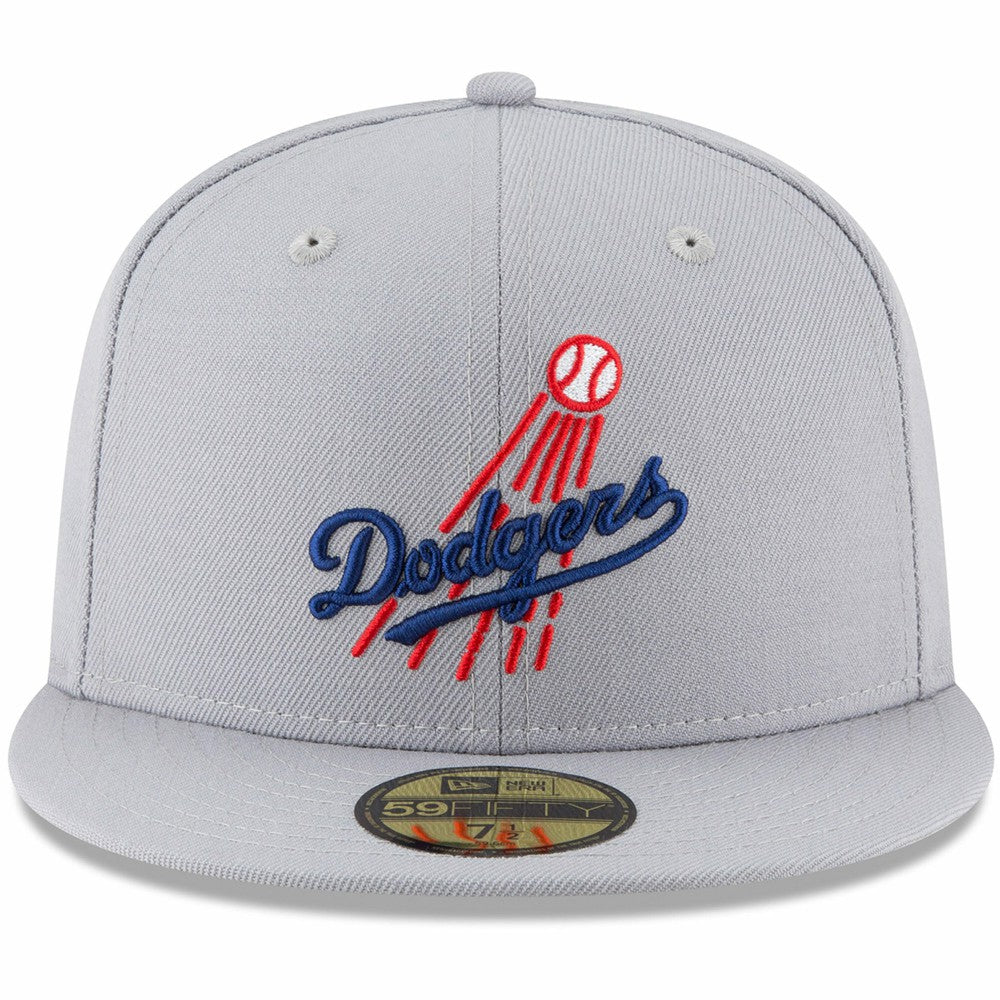Los Angeles Dodgers New Era Cooperstown Collection Logo 59FIFTY Fitted Hat - Gray - New Era on Sale