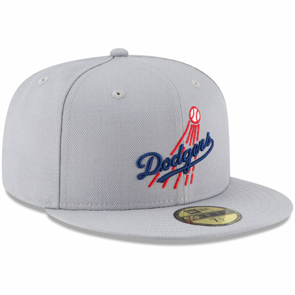 Los Angeles Dodgers New Era Cooperstown Collection Logo 59FIFTY Fitted Hat - Gray - New Era on Sale