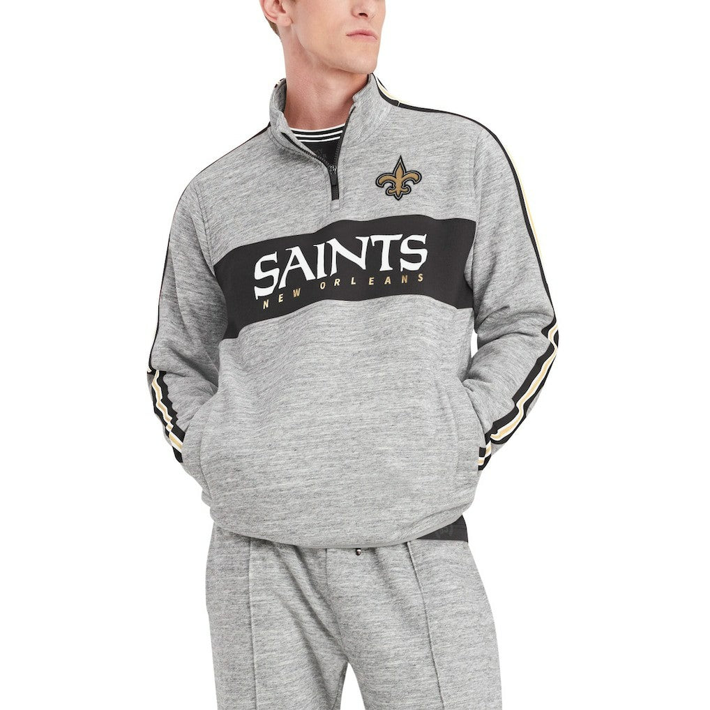 New Orleans Saints Tommy Hilfiger Mario Quarter-Zip Jacket Heathered Gray