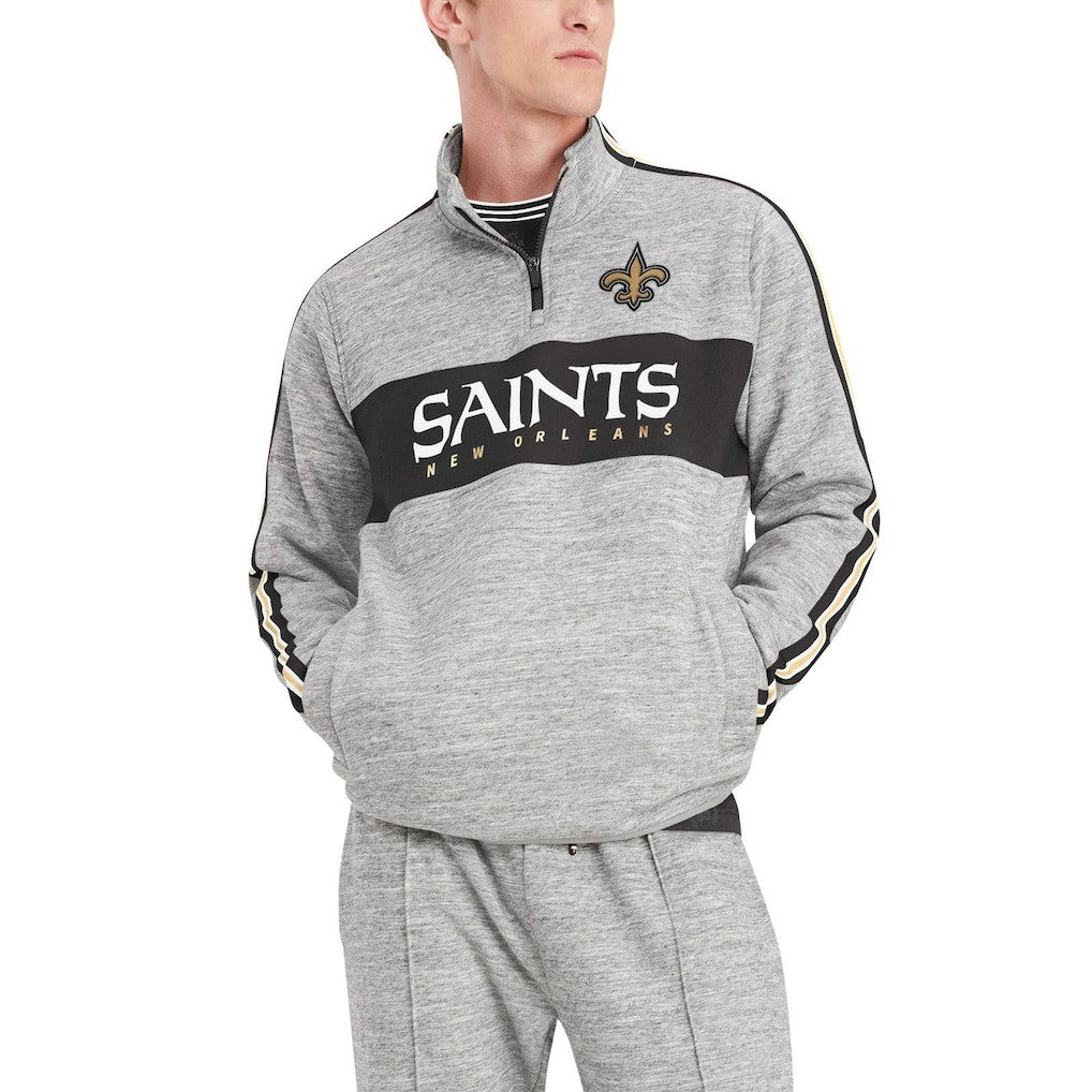 New Orleans Saints Tommy Hilfiger Mario Quarter-Zip Jacket Heathered Gray