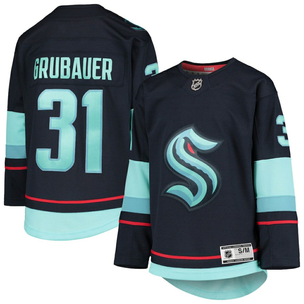 Philipp Grubauer Seattle Kraken Youth Home Premier Player Jersey - Deep Sea Blue - NHL 4278246