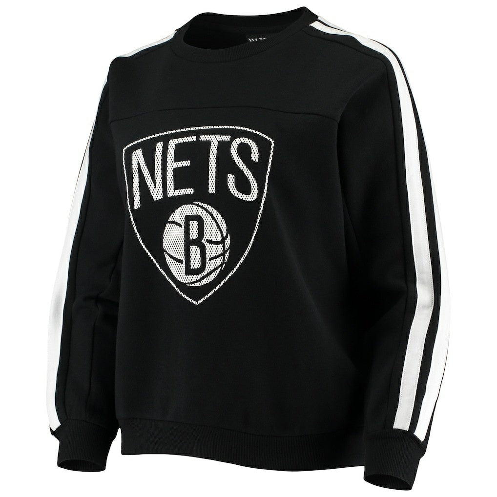 Brooklyn Nets The Wild Collective Women's Perforated Logo Pullover Sweatshirt Black