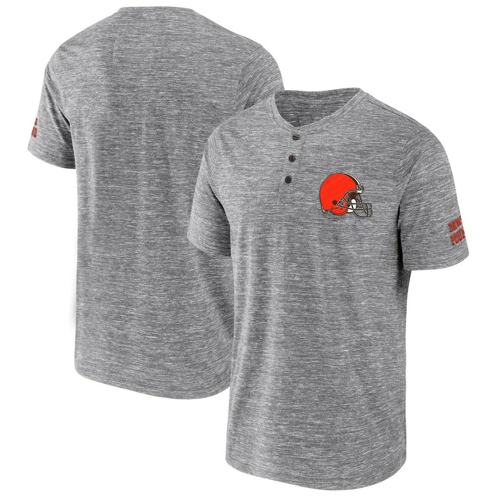 Fanatics Cleveland Browns NFL x Darius Rucker Collection Slub Henley T-Shirt Heathered Gray