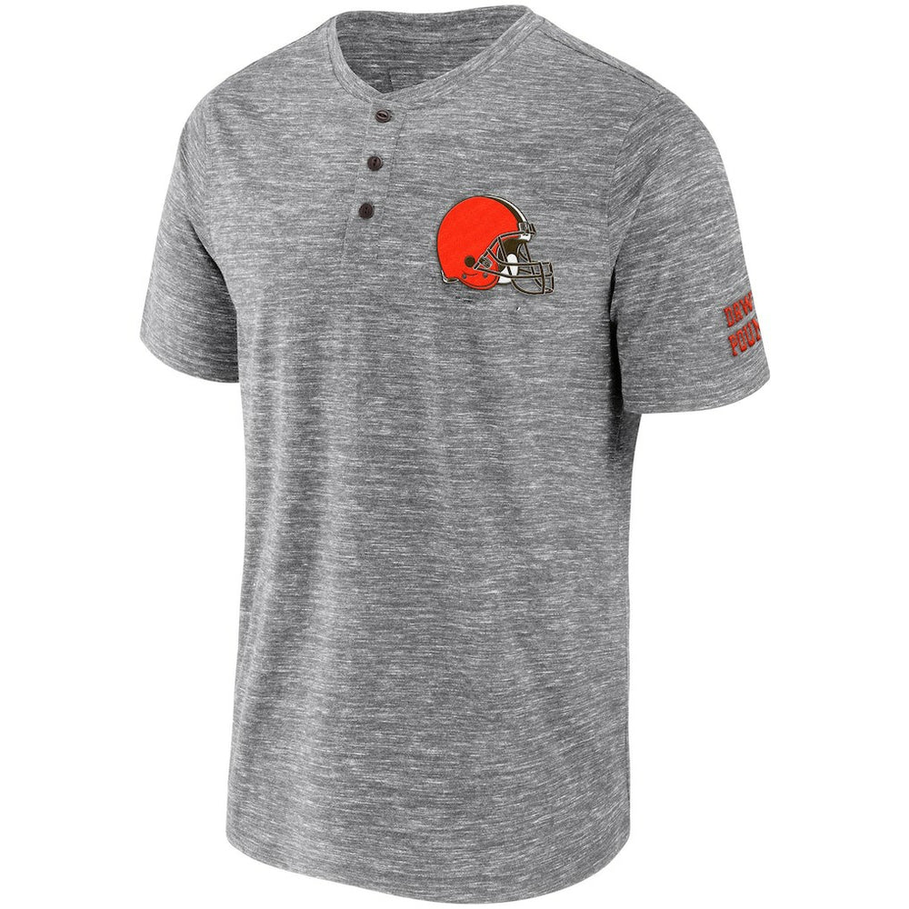 Fanatics Cleveland Browns NFL x Darius Rucker Collection Slub Henley T-Shirt Heathered Gray