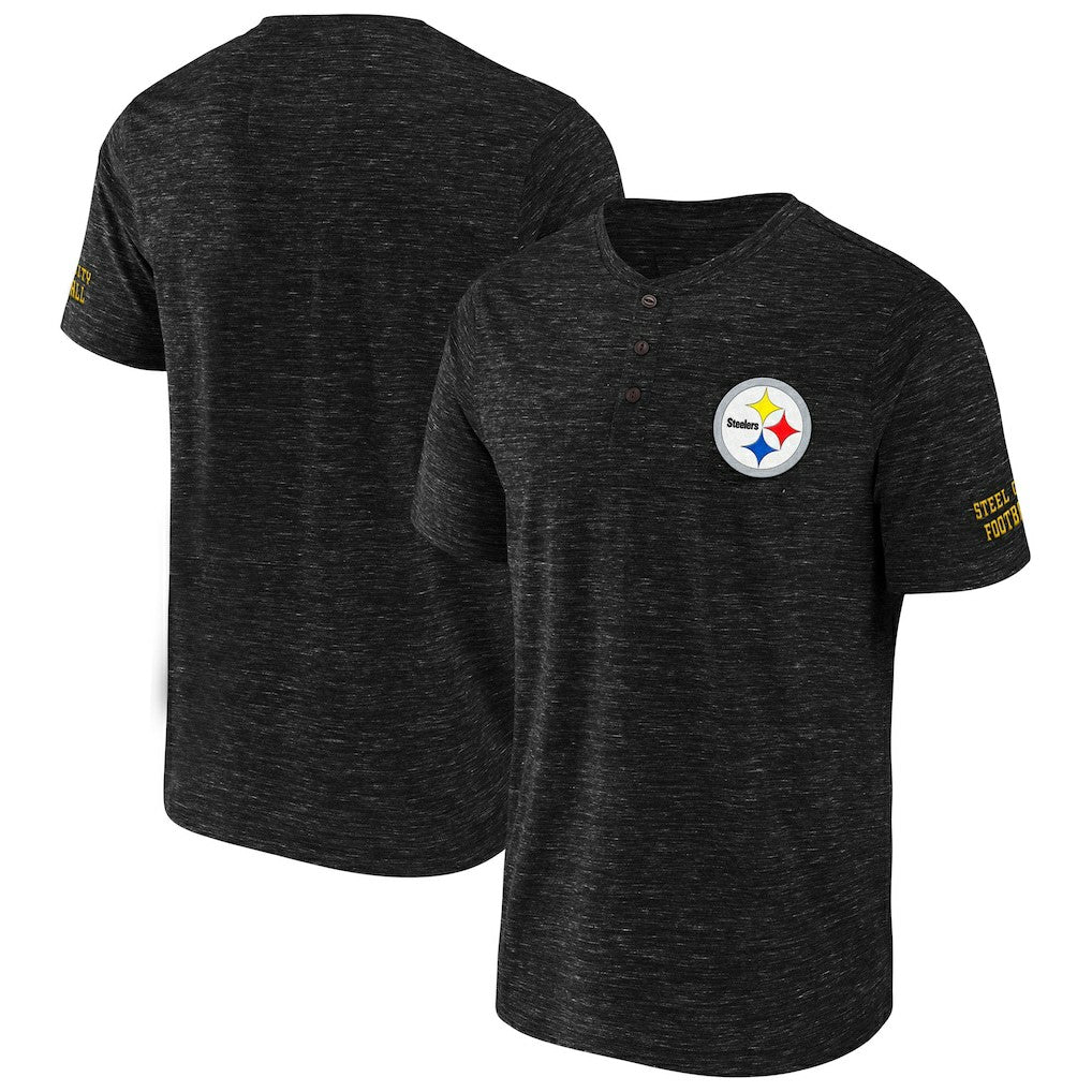 Fanatics Pittsburgh Steelers NFL x Darius Rucker Collection Slub Henley T-Shirt Black