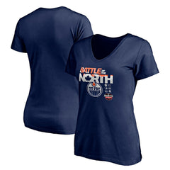 Edmonton Oilers Women's Battle of the North V-Neck T-Shirt - Navy - NHL 4292588