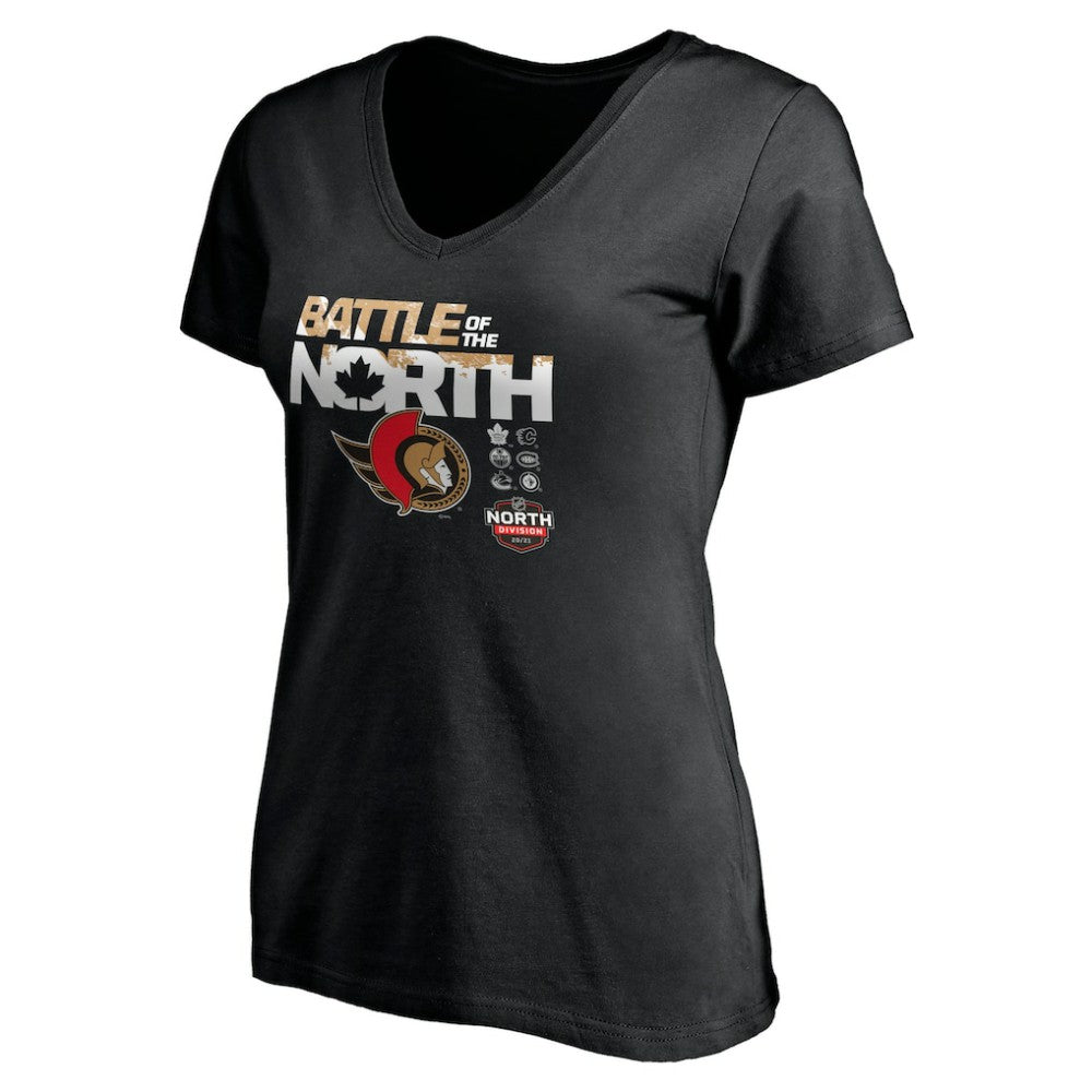 Ottawa Senators Women's Battle of the North V-Neck T-Shirt - Black - NHL 4292592
